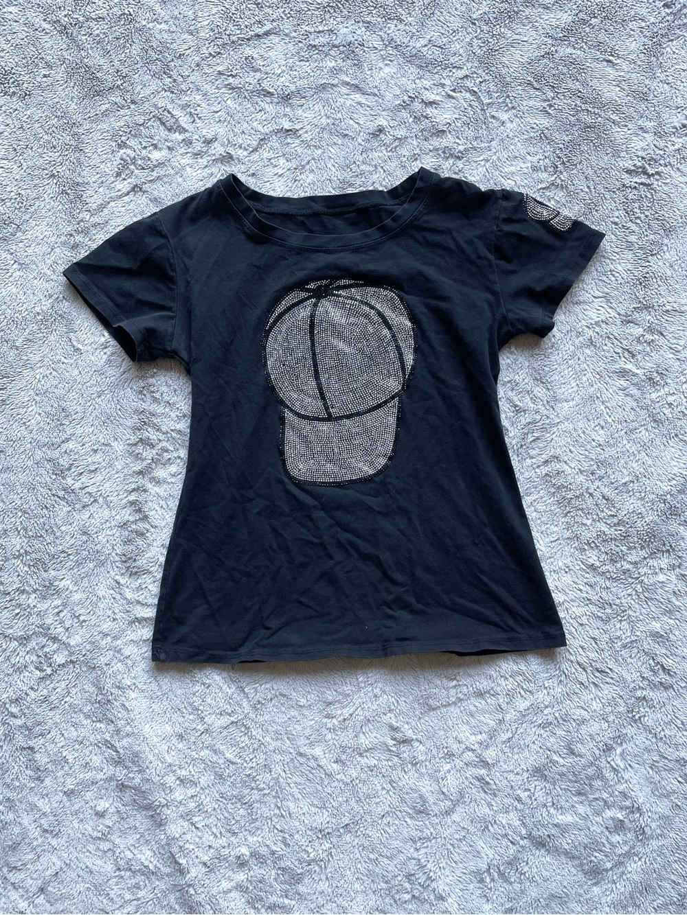Black Rhinestone Cap Graphic Tee - Picture 5 of 5